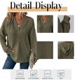 thumbnail image 5 of Mengpipi Women's Tops Fall Spring Long Sleeve V-Neck Waffle Knit Hooded Button Front Loose Casual Cardigan S-2XL, 5 of 9