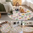 thumbnail image 5 of Spring Flowers Round Area Rug 4Ft Washable Circle Rugs for Bedroom Dining Room, Watercolor Floral Vintage Beige Non-Slip Carpet Floor Mats Indoor Outdoor Carpet Runner Aesthetic Home Decor, 5 of 8
