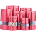 thumbnail image 1 of Boshmo Sacs à Main Mats, 100 Pcs Réutilisables avec Fermeture Éclair et Fenêtre Mate pour Rangement Multi-Usage (6.3 x 9.4, Rouge), 1 of 1