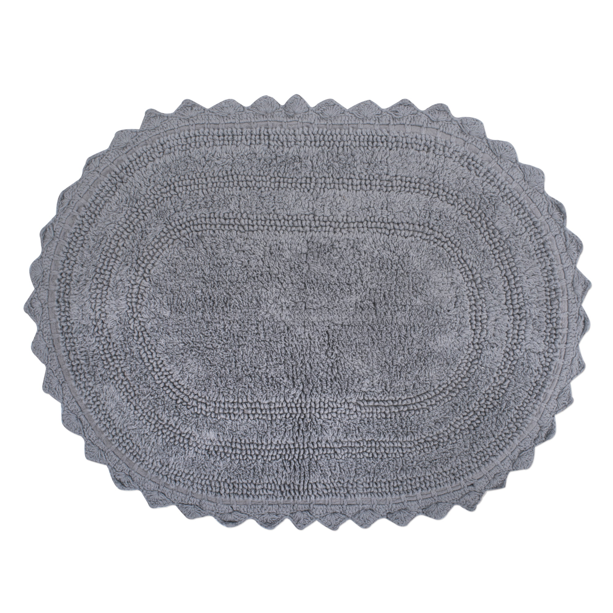 24" Gray Small Oval Crochet Bath Mat