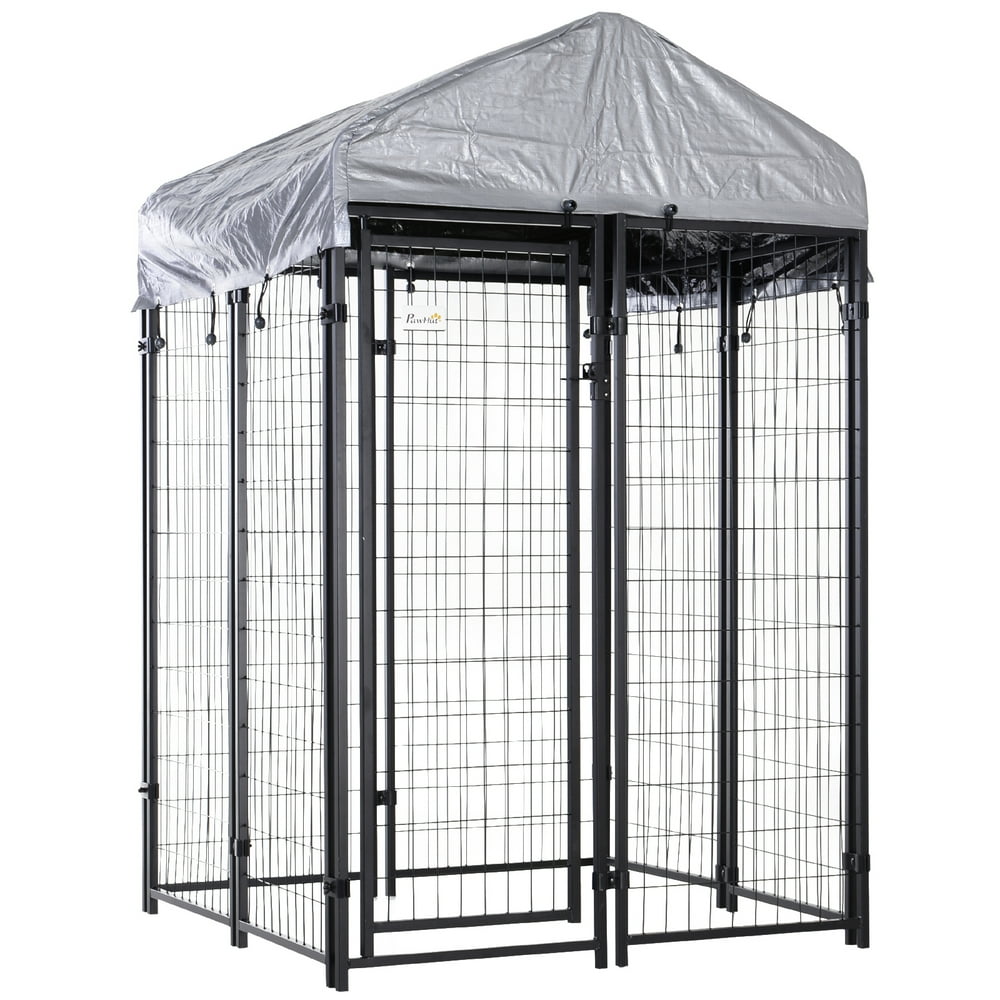 Pawhut Large Outdoor Dog Kennel Galvanized Steel Fence with UV