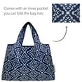 thumbnail image 5 of Wrapables Large & Small Foldable Tote Nylon Reusable Grocery Bags, Set of 2, Navy Deco, 5 of 5