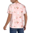 thumbnail image 2 of Zufioo Rabbit And Cherry Print Men's Baseball Short Sleeve, Moisture Wicking Button-Down Hip Hop Tee-Medium, 2 of 7