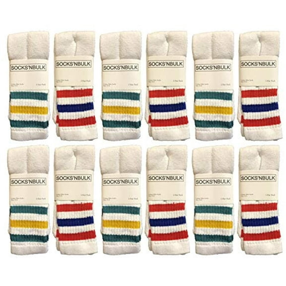 Yacht & Smith Mens Wholesale Bulk Cotton Tube Socks, Referee Style, by SOCKS'NBULK (12 Pairs Assorted, Mens 10-13 (Shoe Size 7-12))
