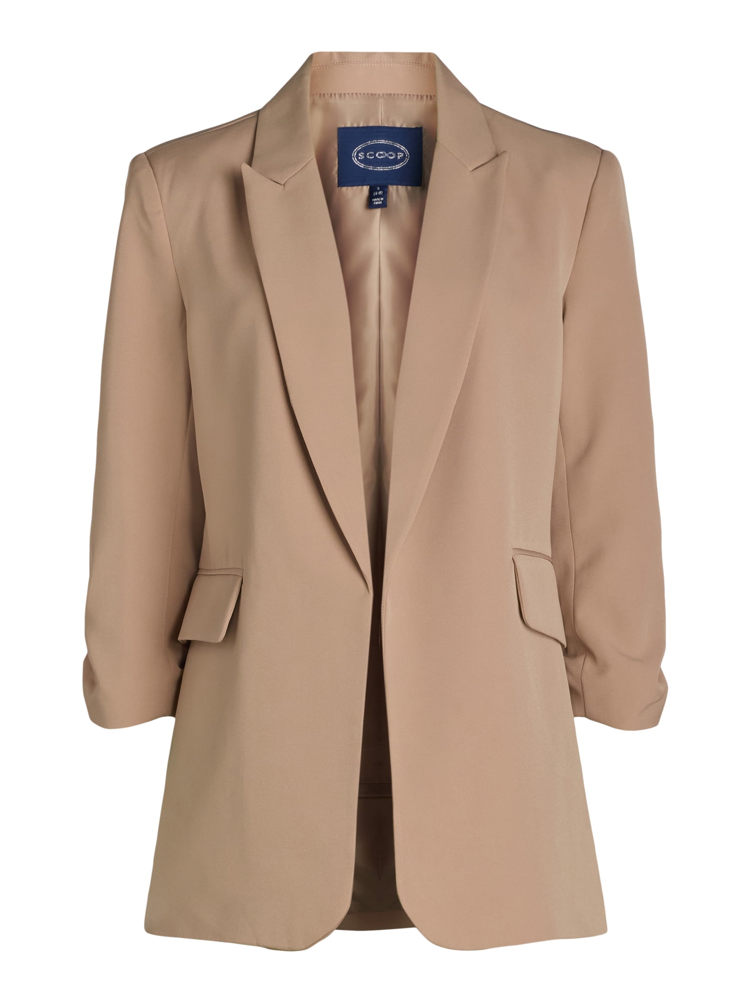 Scoop Women's Ultimate Crepe Scrunch Sleeve Blazer, Sizes XS-XXL