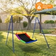 thumbnail image 3 of Infans 32" x 60" Large Tree Swing, Outdoor Swing Made of Oxford Fabric & PP Cloth & Steel Multi-Color, 3 of 7