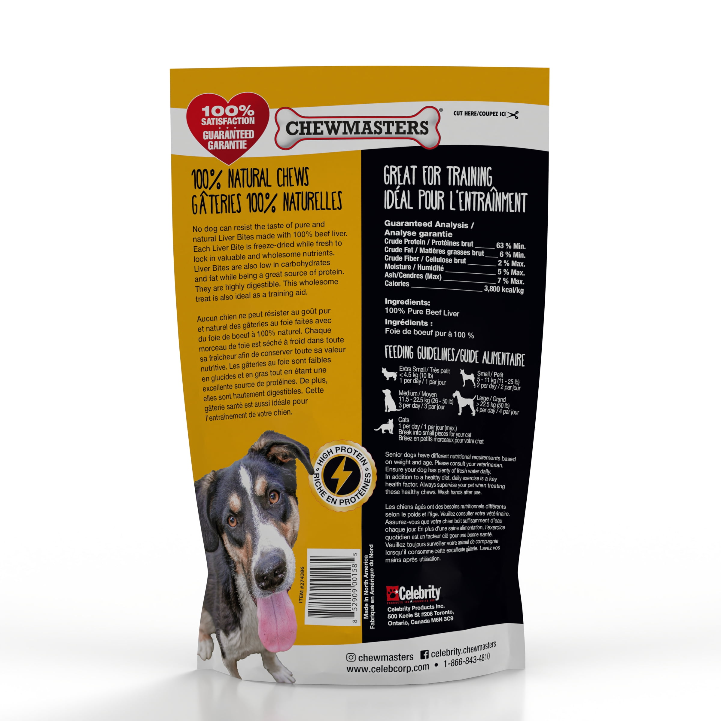 Friandises pour chiens Chewmasters au foie de bœuf lyophilisé 500 g