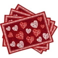 thumbnail image 2 of mubwai Love Heart Placemats Set of 4, Valentines Day Red White Hearts Print Linen Place Mat 12x18 Inch, Romantic Non-Slip Washable Table Mats Kitchen Dining Tabletop Holiday Party Wedding Decor, 2 of 8