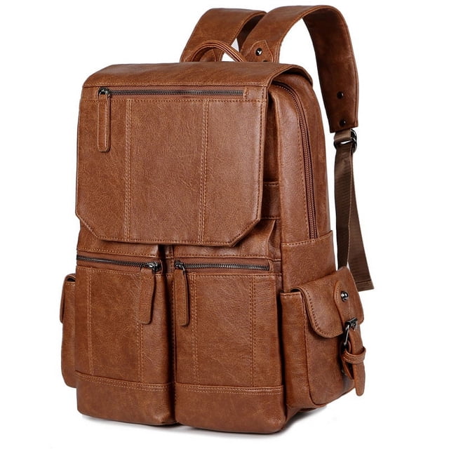 Bolso vintage para hombre, mochila de piel sintética para hombre, mochila de viaje de gran capacidad, bolso para ordenador, mochila doble