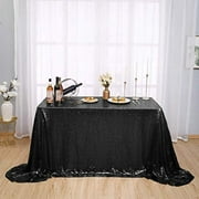 Kirsooku Black Sequin Tablecloth Glitter Sparkly Iridescent Shimmer for 70 X 70 Square Table Cloth Decorations for Birthday Party Supplies Event Wedding Table Covers Table Skirt Decor