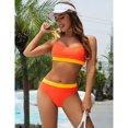 thumbnail image 2 of Women's Color Block High Waisted Bikini Set with Cheeky Scoop Neck Sporty Two Piece Swimsuit, 2 of 5