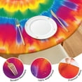 thumbnail image 4 of Yellow Tie Dye Spiral Pattern Round Fitted Tablecloth with Elastic Edge,Dining Table Cover Waterproof,Outdoor Round Tablecloth for Camping,Dining,Indoor and Outdoor, 4 of 7