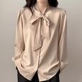 thumbnail image 2 of Juosiy Women's Elegant and Unique Design Bow Tie Blouse Soft Comfy Loose Satin Long Sleeve Professional Shirts, 2 of 3