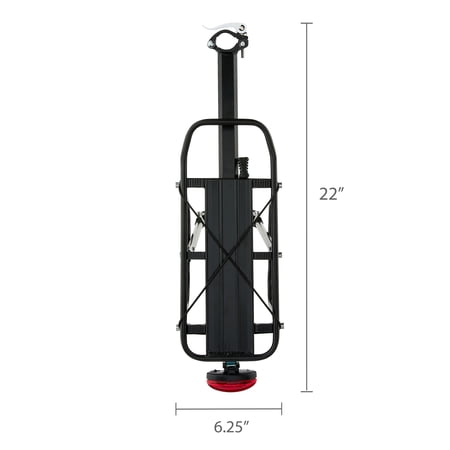 OZARK TRAIL ALUMINUM ADJUSTABLE REAR BIKE RACK WITH TAILIGHT