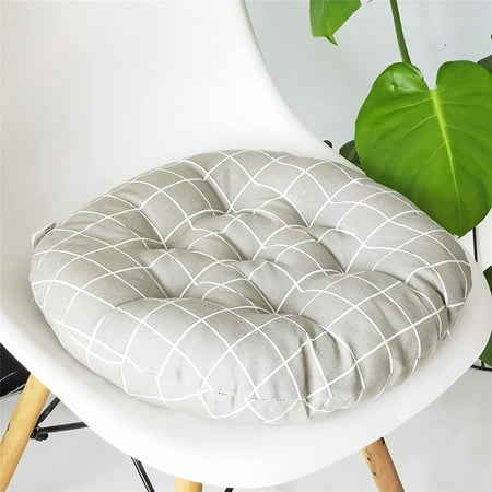 

DanceeMangoo Round Floor Seat Pillow Cushions Cotton Linen Yoga Meditation Pouf Tatami Floor Pillows for Living Room Soft Round Stool Cushion (Gray grids 19.6in)