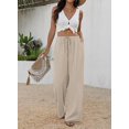 thumbnail image 6 of ZANKLEY Wide Leg Pants for Women Flowy Palazzo Drawstring Elastic Waist Trousers with Pockets Summer Beach Vacation Clothes, 6 of 10