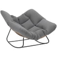 thumbnail image 1 of Outsunny Indoor Outdoor Papasan Rocking Chair with Cushion, Grey, 1 of 10