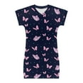 thumbnail image 4 of Xoenoiee Navy Blue Butterfly Dots Print Summer Casual Short Sleeve Dresses for Kids Girls Comfy Loose Lightweight Playwear Tee Shirt Dress, Size 9-10 Years, 4 of 6