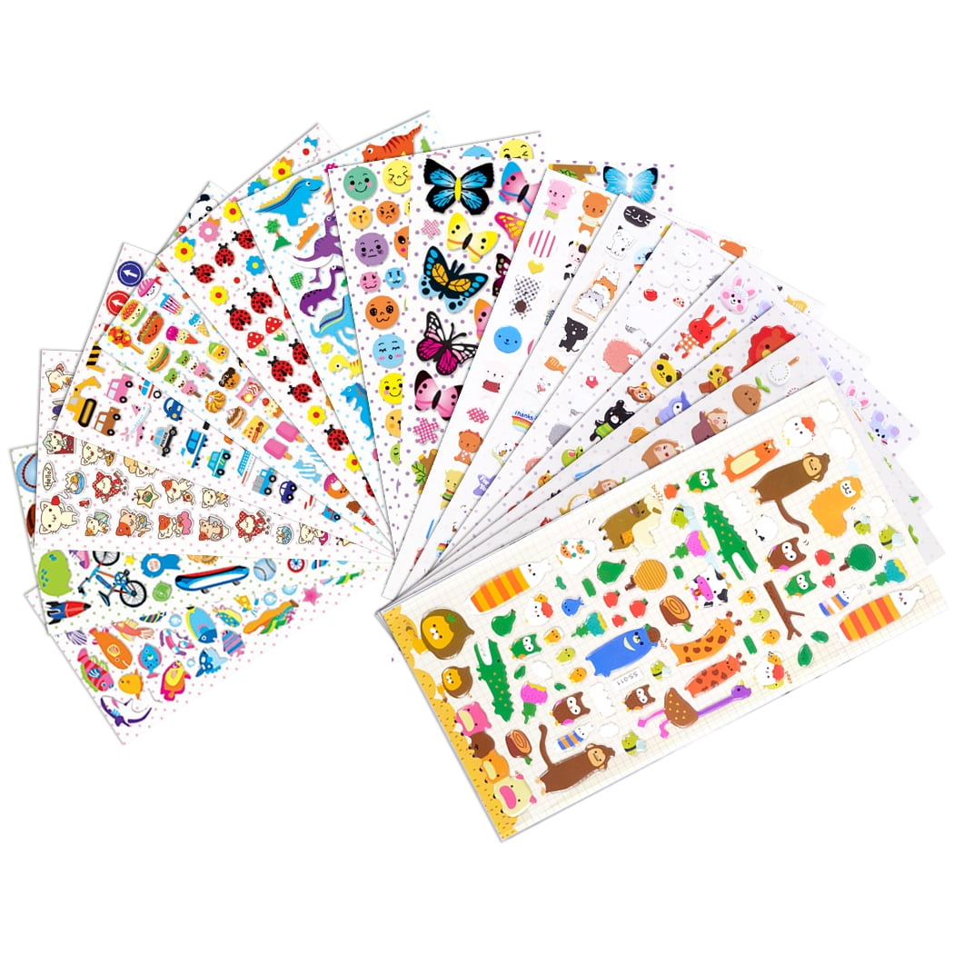 16 Sheets Kid Scrapbook Sticker Cartoon Animal DIY Craft Sticker