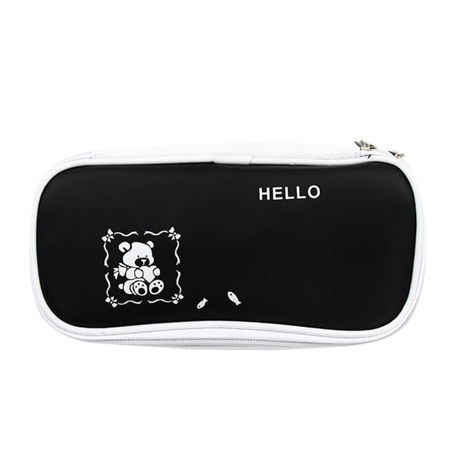 Estuche para lápices de cuero PU con oso de gato cebra blanco y negro multifunción, estuche para lápices para niños y niñas, estuche para estudiantes Methold WJU0830-03