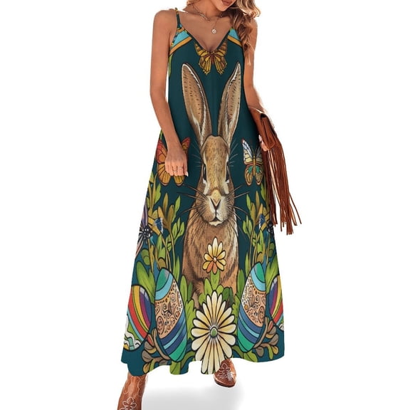 Easter Bunnies Rabbits Fine Art Sleeveless Dress Summer Dress Woman 2025