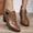 #156-Brown, variant on Winter Ankle Boots for Women – Solid Color Pointed Toe Retro Lace-Up with Heart-Shaped Decorations and Chunky Heel for Office & Casual Wear