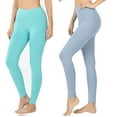 thumbnail image 1 of Women Premium Cotton High Waist Full Ankle Length Leggings (2PK: Ash Blue/Ash Mint, M), 1 of 3