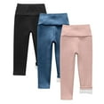 thumbnail image 3 of MKOSPLRT 3 Pack Toddler Girl Fleece Lined Leggings Size 2-9 Years High Waist Stretch Leggings Solid Slim Fit Warm Leggings Comfy Sleeppants, 3 of 4