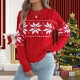 thumbnail image 2 of KHONTS Sweater Christmas for Women Turtleneck Long Sleeve Knit Sweaters Casual Loose Holiday Jumper Tops Winter Outfits B-Red L, 2 of 4