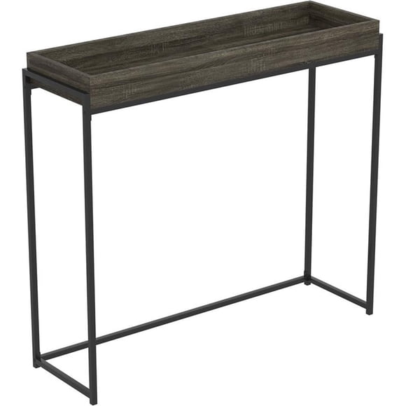 Pemberly Row Contemporary 39.5"L Sunken Tray Console Table in Dark Gray