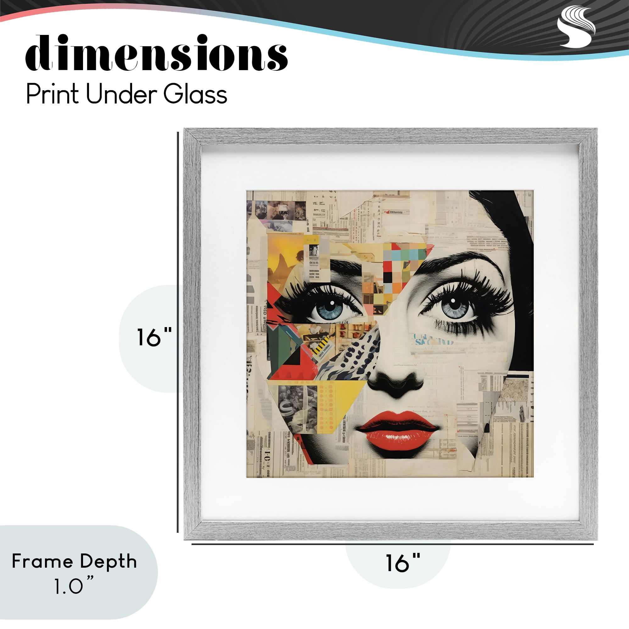Stupell Industries Fashion Collage Pop Portrait Gray Framed Print Under Glass, design by Creative Studio