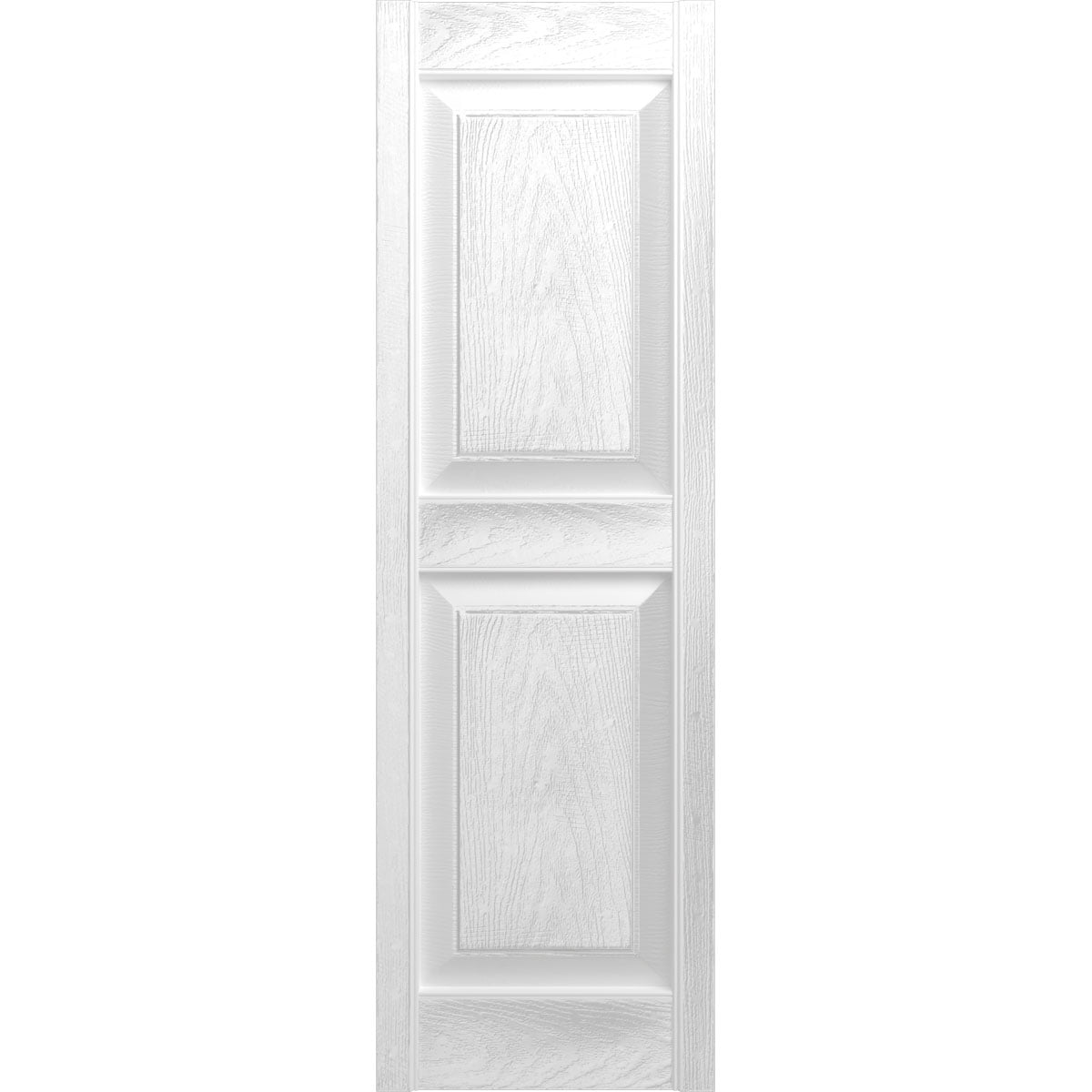 Ekena Millwork 12"W x 58"H Mid-America Vinyl, TailorMade Two Equal Panels, Raised Panel Shutters, w/Installation Shutter-Lok's (Per Pair), 117 - Bright White