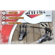 Double Kick Drum Pedal for Bass Drum by GRIFFIN - Deluxe Twin Set Foot Pedal - Quad Sided Beater Heads - Dual Pedal Two Chain Drive Hardware by
