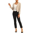 thumbnail image 2 of Women's Work Office Blazer Collarless Business Casual Suit Jacket Cropped Blazer 3XL Camel, 2 of 6