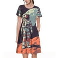 thumbnail image 1 of Fotbe Robe Astronaute avec Motif Drapeau Américain Décontractée Mode Femme Manches Courtes Robe Maxi Robe T-Shirt Rayée Longue à Blocs de Couleur, 1 of 6
