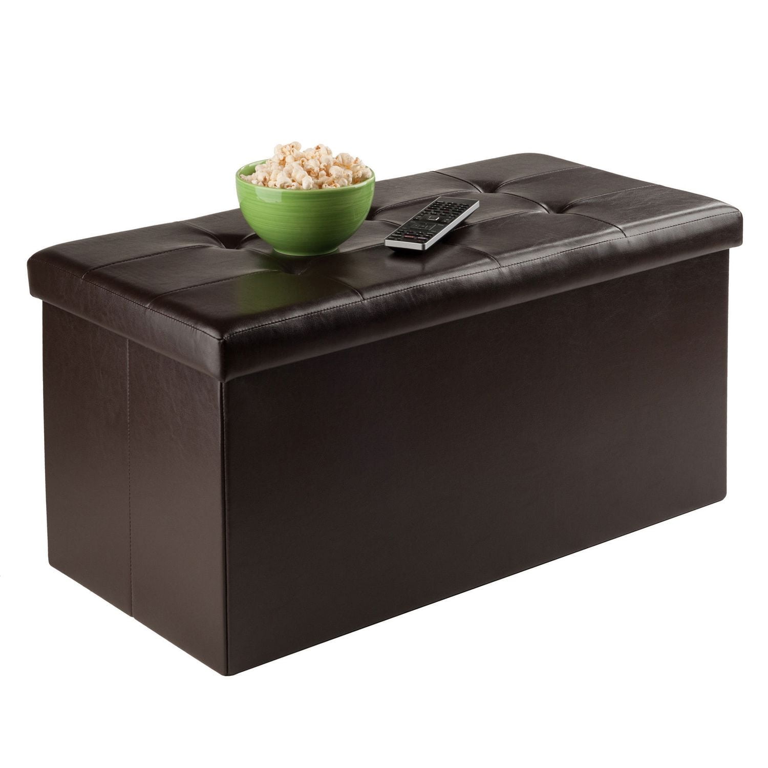Pouf Ashford de Winsome en faux cuir avec espace de rangement