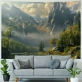 thumbnail image 4 of Shiartex Fantasy World Tapestry, Mountain Forest Lake Landscape Tapestries, Wilderness Sunshine Nature Waterfall Tapestry for Bedroom Living Room Warm  Painting, 4 of 6