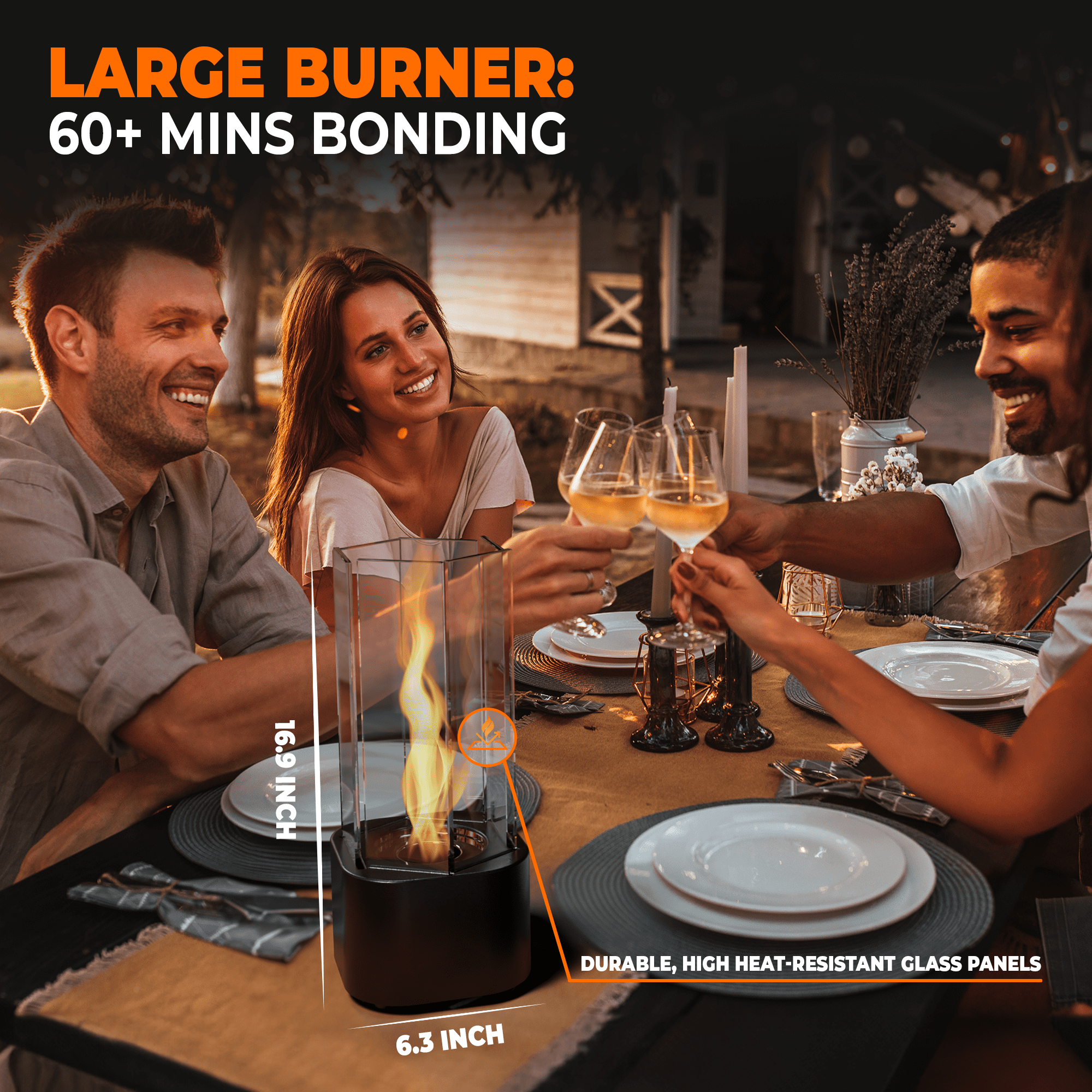 Tornado Tabletop Fire Pit with Large Burner, Tabletop Fireplace with Adjustable Flame,Indoor/Outdoor Gift for Patio & Balcony Parties,Great Birthday Gift
