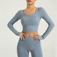 thumbnail image 2 of ZQUUVOU Women's Athletic Workout Tops Long Sleeve Round Neck Moisture Wicking Stretchy Shirts for Yoga Gym Light Blue, 2 of 9