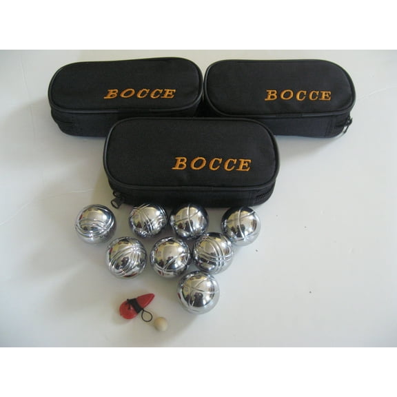 BuyBocceBalls Listing - 8 Ball 35mm Metal Mini Bocce/Petanque Set with Black Bag - 3 Pack