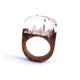 thumbnail image 1 of KAIYANG Anillo de resina de madera hecho a mano con paisaje de bosque secreto en el interior, joyería, color blanco, 1 of 5