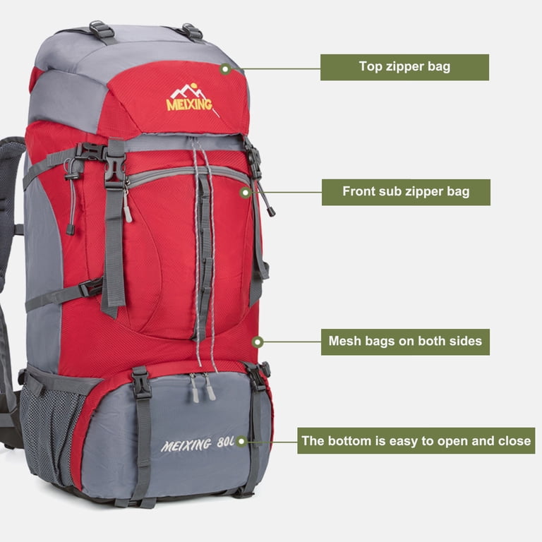 Sinkoo Camping Backpack 80L, Large Capacity Outdoor Travel Backpack, With Shoe Storage, Waterproof Wear-resistant Hiking Bag, for Hiking Travel Camping Climbing Fishing(Red) - Walmart.com Sinkoo Camping Backpack 80L, Large Capacity Outdoor Travel Backpack, With Shoe Storage, Waterproof Wear-resistant Hiking Bag, for Hiking Travel Camping Climbing Fishing(Red) - Walmart.com