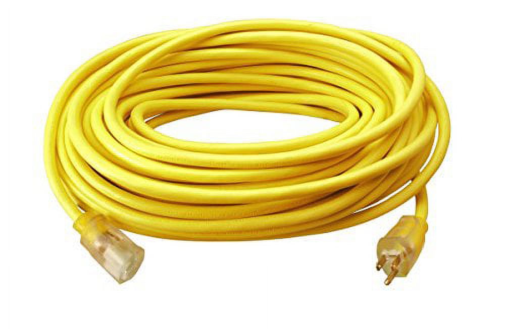 Woods 982554 12/3 50' Yellow SJTW High Visibility Extension Cord with Lighted Ends