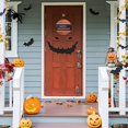 thumbnail image 3 of Halloween Welcome Sign Compatible With Front Door Decor, Round Wooden Wreath Wall Hanging Compatible With Holiday Party, 3 of 5