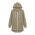 thumbnail image 4 of Stralyhd Women's Zip Up Hoodies Oversized Long Tunic Sweatshirts Casual Long Sleeve Cool Weather 2026 Fall Hoodie Jacket Coat Khaki M, 4 of 7