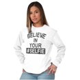 thumbnail image 4 of Believe in Your Selfie Hashtag Humor Women Plus Size Long Sleeve Graphic Tee Brisco Brands 2X, 4 of 5