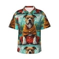 thumbnail image 1 of KLL Meditating French Bulldog Pattern Men's Hawaiian Shirt Short Sleeve Button Down Beach Shirts,Small, 1 of 7