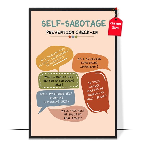 LOLUIS Self-Sabotage Prevention Check-in Poster, Boho Therapy Posters ...