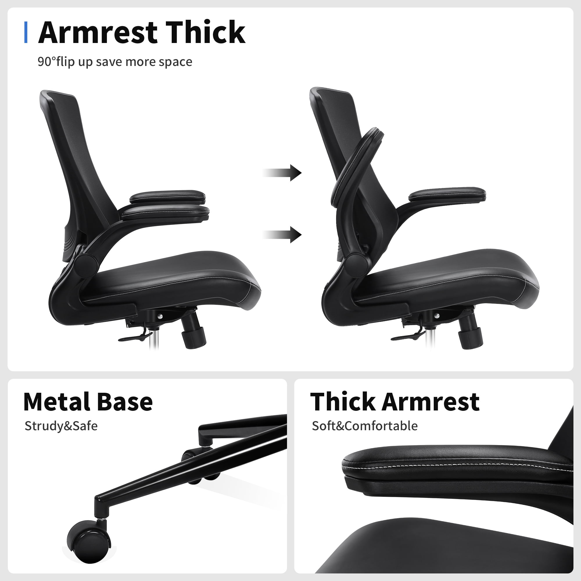 Misolant Tall Office Chair for Standing Desk, Drafting Chair with Foot Ring, PU Leather Recline High Office Tall Desk Chair with Adjustable Lumbar Support