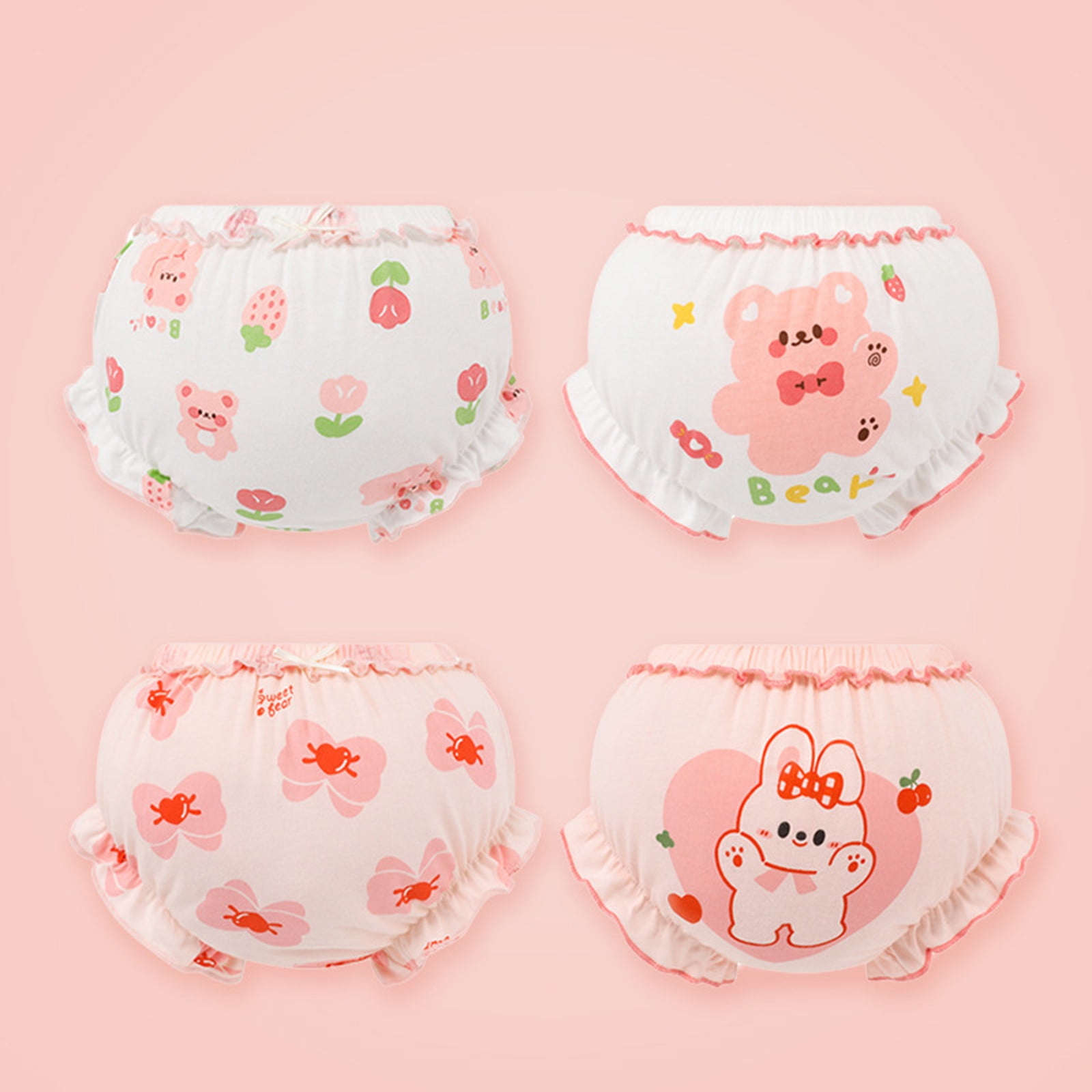 Toddler Training Underwear Girls Organic Cotton Panties Seamless Edges Potty Training Pants Everyday Use Girls' Underwear Pack of 4 Pink 90